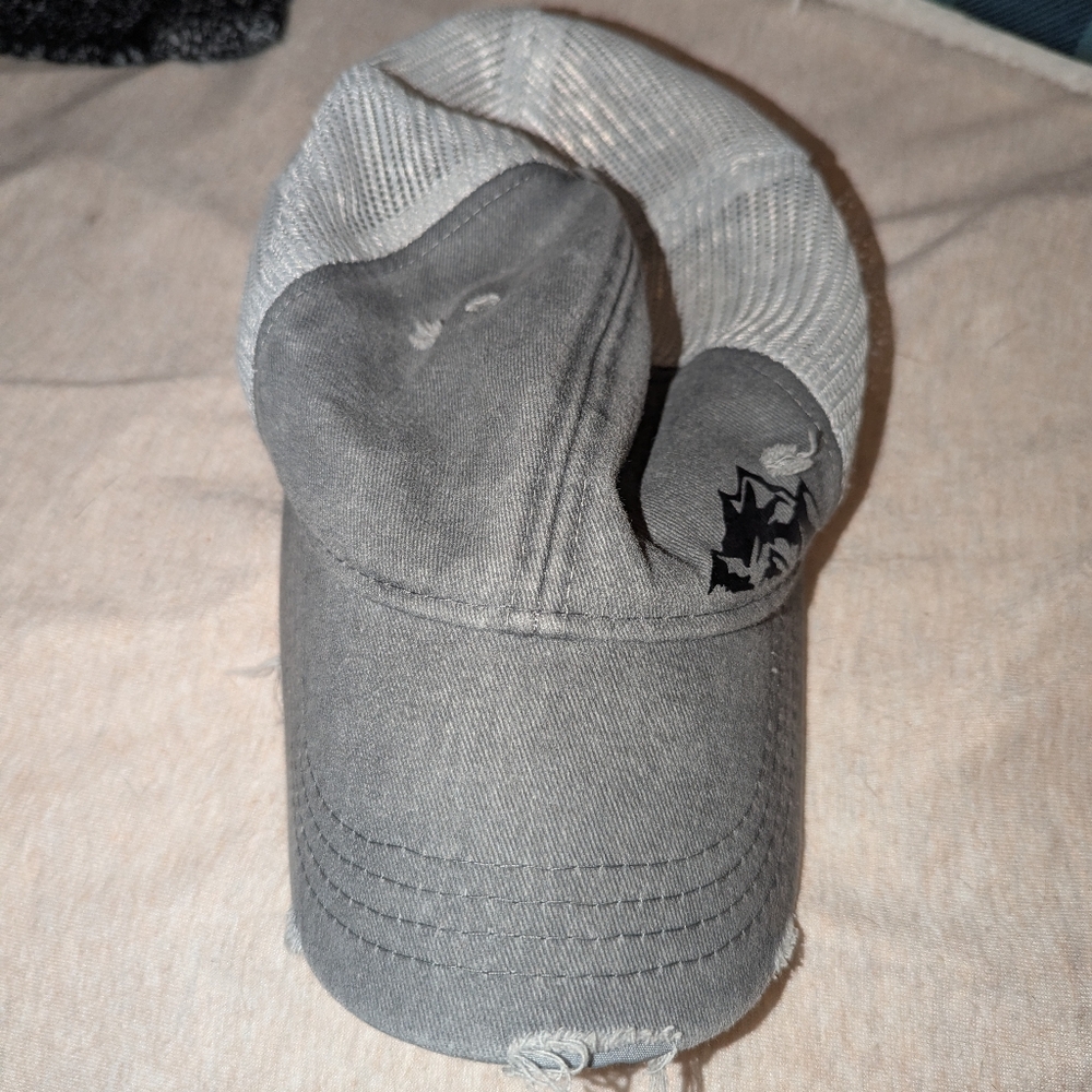 Gray and white Hat